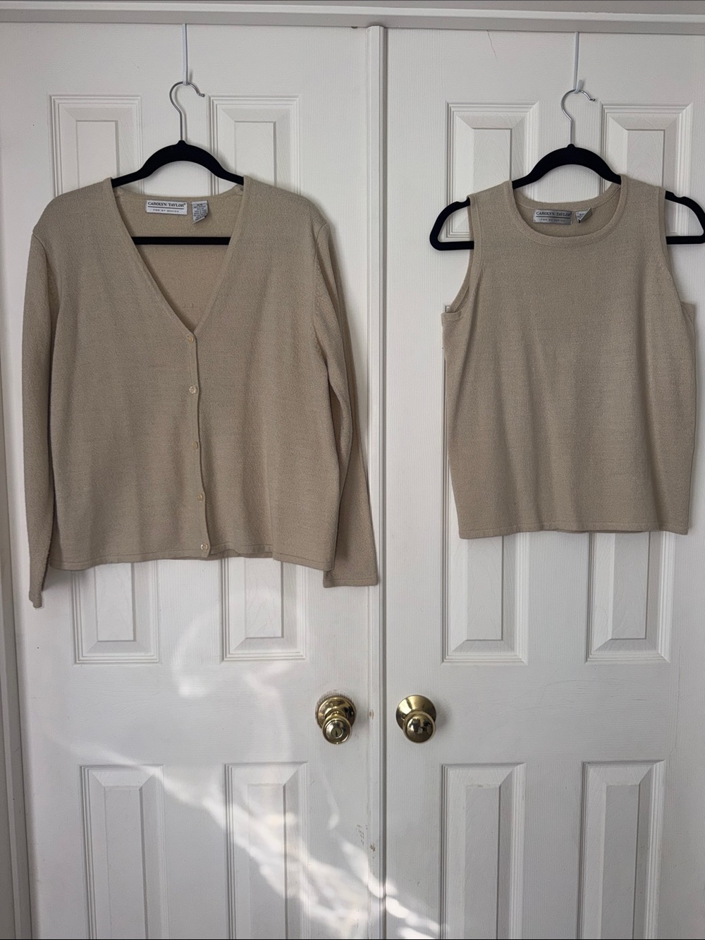 Carolyn Taylor Beige V-Neck Cardigan & Shell Set